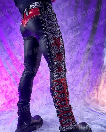 Men’s Cheetah Print, Star & Chains Glam Pants