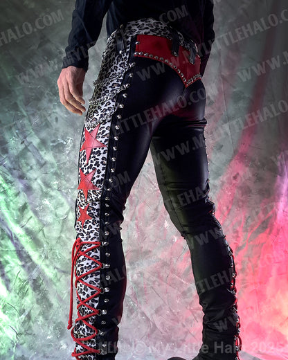 Men’s Cheetah Print, Star & Chains Glam Pants