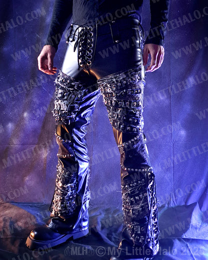 Men’s Leather & Denim Lace up Rock Pants