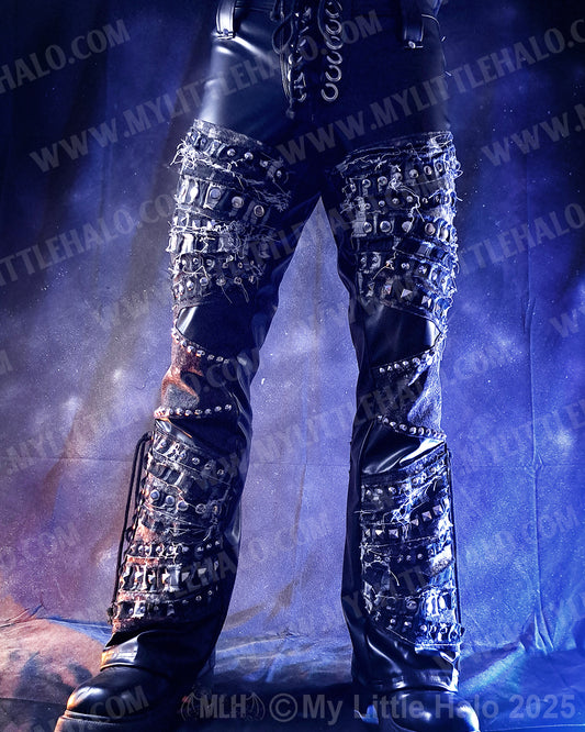 Men’s Leather & Denim Lace up Rock Pants