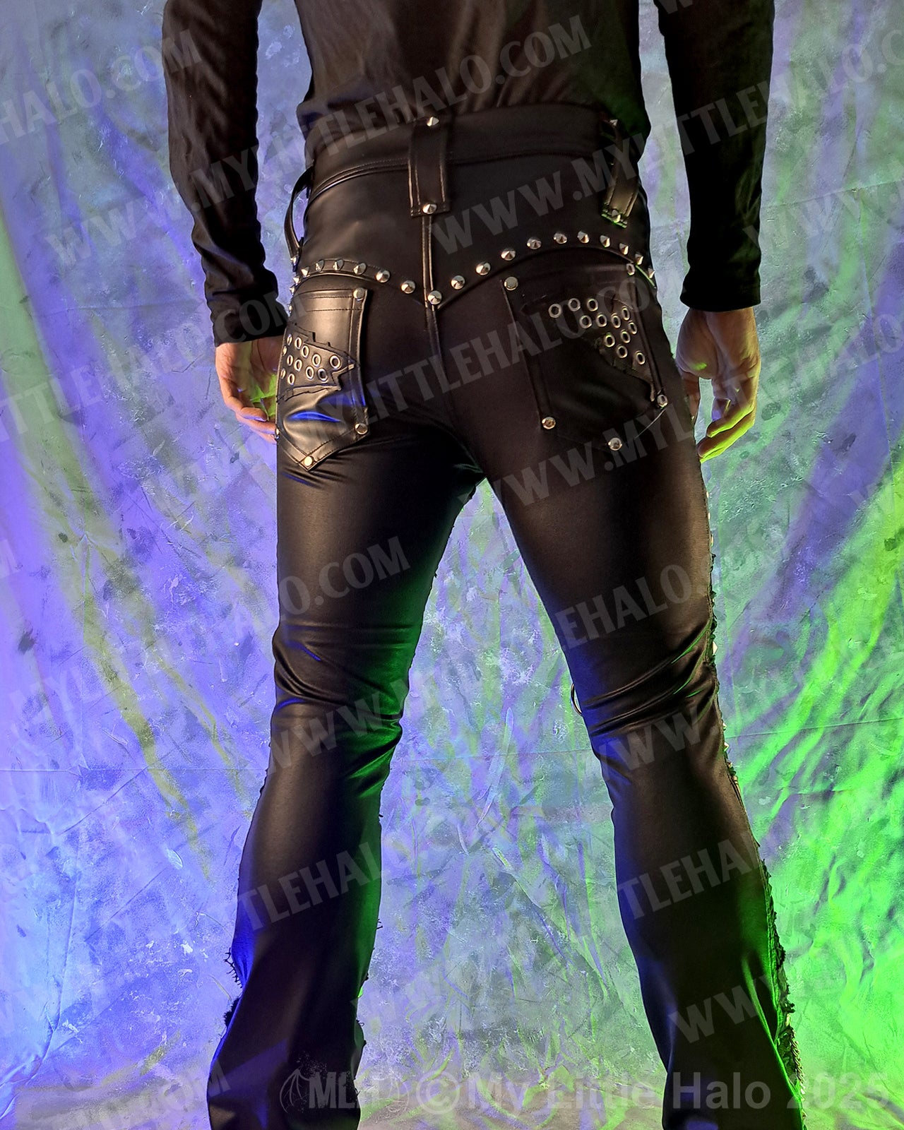 Men’s Matte Black Straight Leg Rock Pants