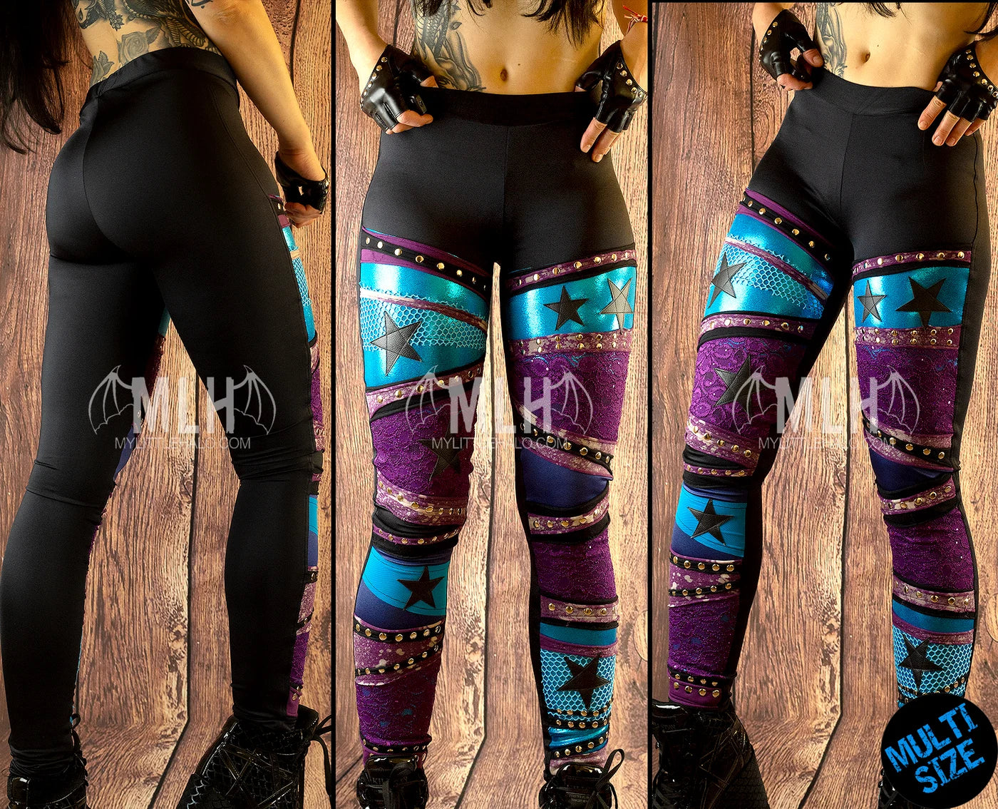 Purple/Turquoise Star Leggings (24-01-00-10)