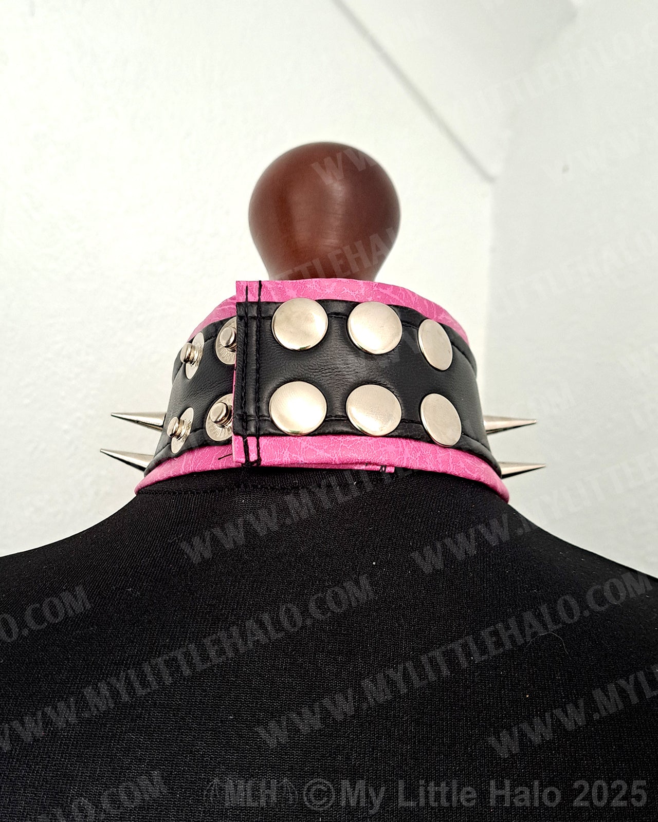Pink & Black Spike, Ring & Chains Choker