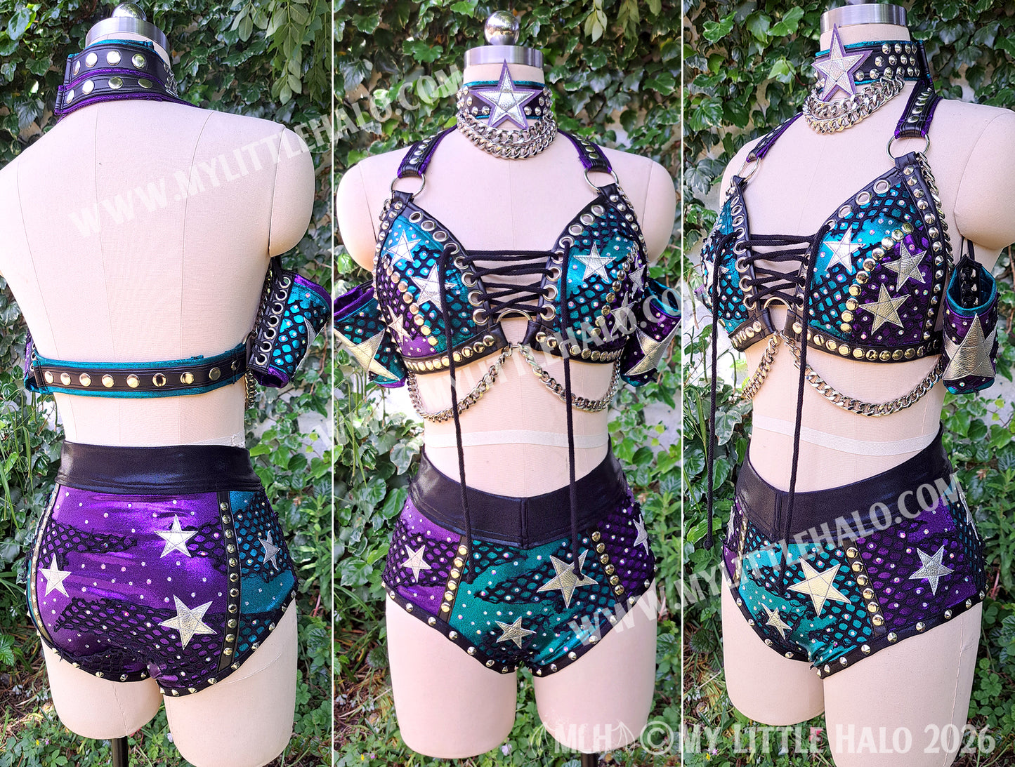 Purple, Teal & Silver Star Wrestling Set
