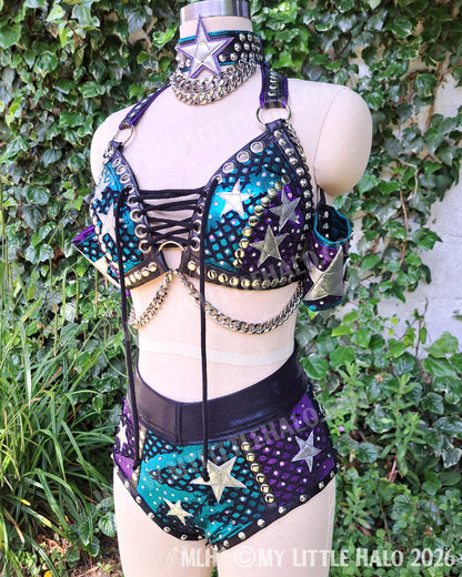 Purple, Teal & Silver Star Wrestling Set
