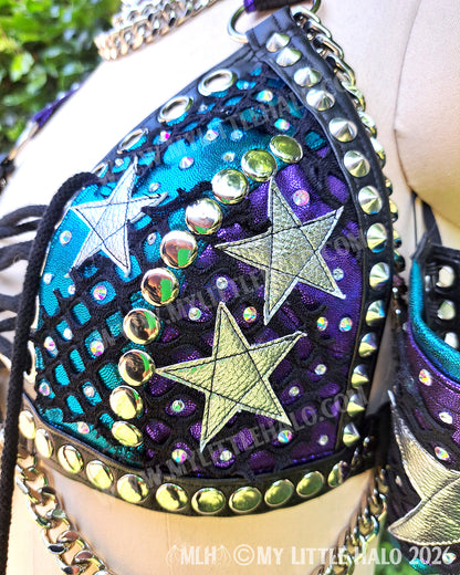 Purple, Teal & Silver Star Wrestling Set