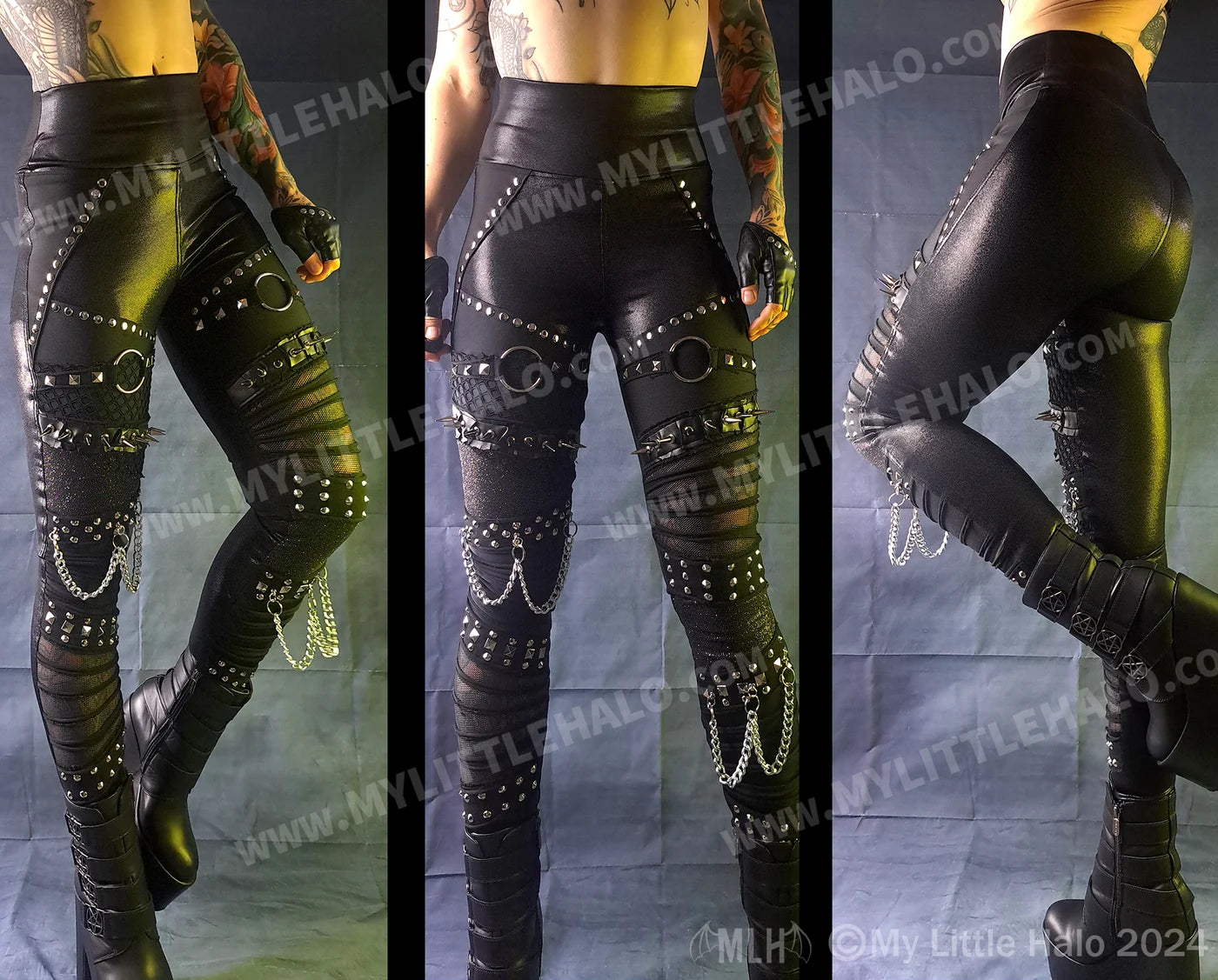 Spikes & Mesh Leggings (Large Only)(24-01-00-02)