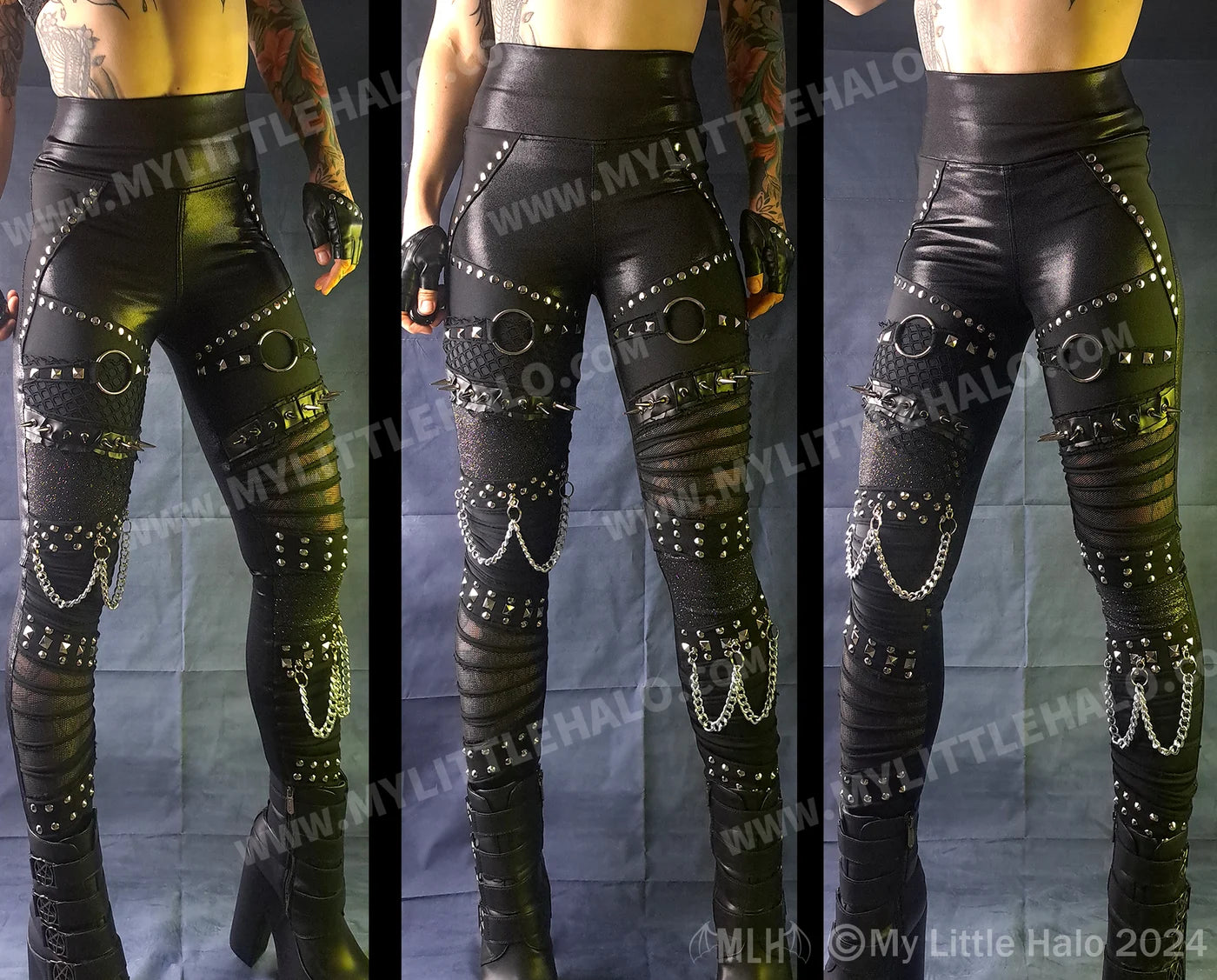 Spikes & Mesh Leggings (Large Only)(24-01-00-02)