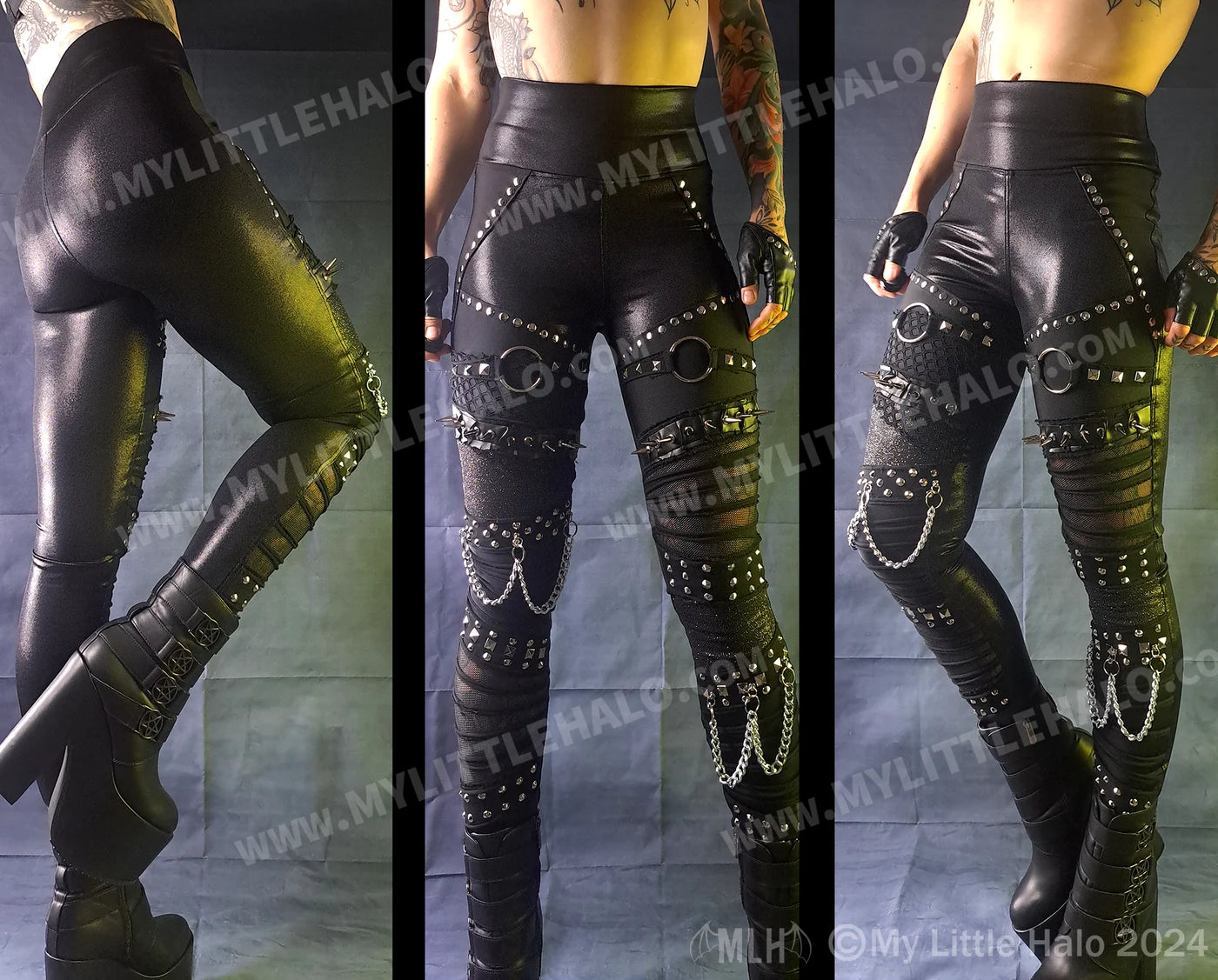 Spikes & Mesh Leggings (Large Only)