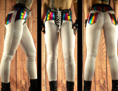 White/Rainbow High Waisted Skinnies