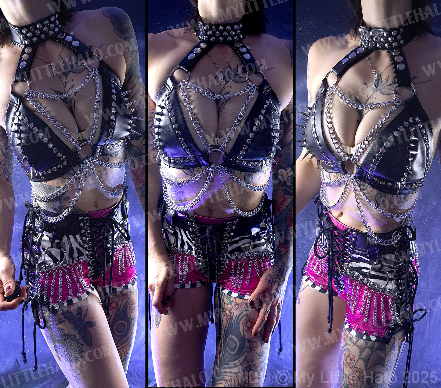 #13 Black Spikes & Chains Bikini Choker Halter