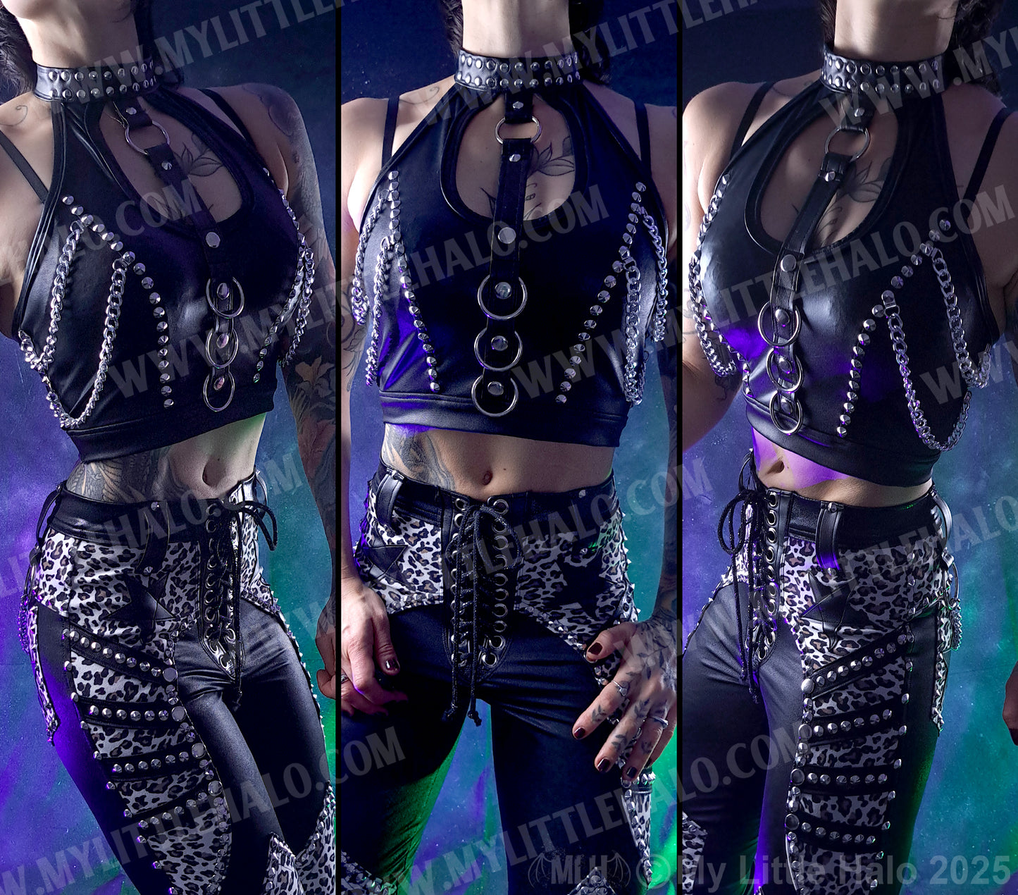 #6 Matte Black & Wet Look Rings & Chains Top