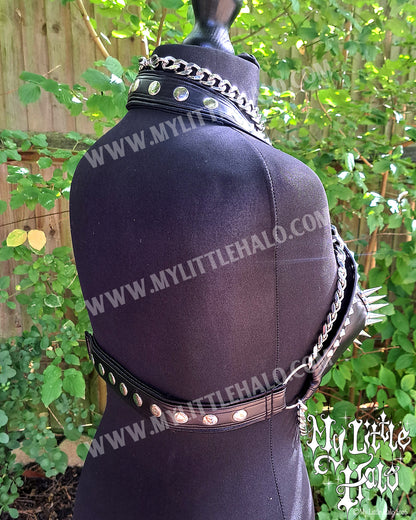 Black Chunky Chain Spiked Bikini Top