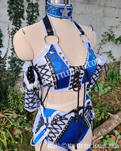 Blue & Silver 5 Piece Singlet Set