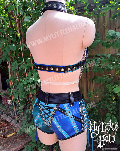 Blue & Teal Halter Bra & Shorts Set