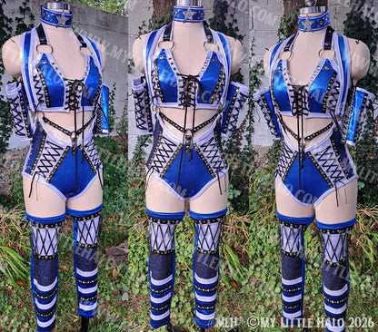 Blue & Silver 5 Piece Singlet Set