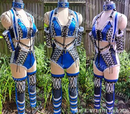 Blue & Silver 5 Piece Singlet Set
