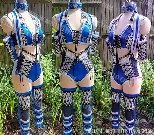 Blue & Silver 5 Piece Singlet Set