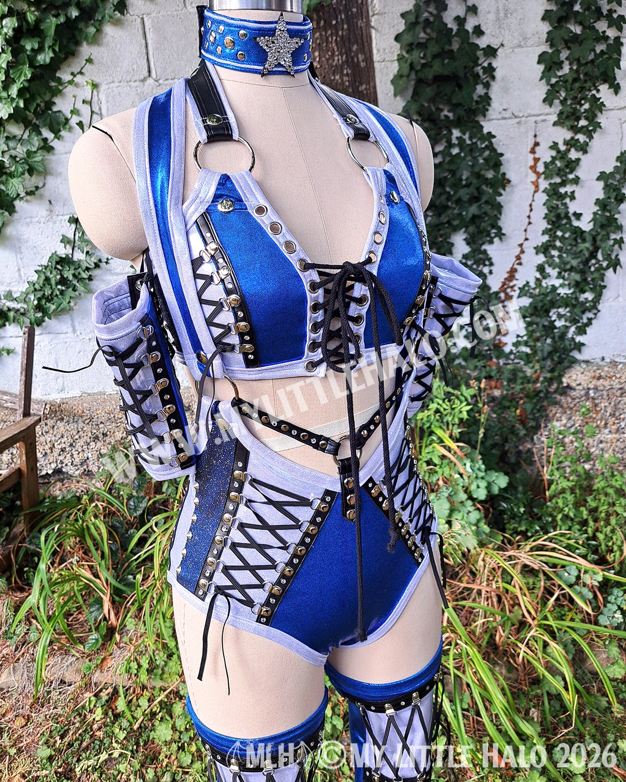 Blue & Silver 5 Piece Singlet Set