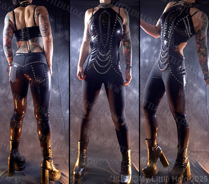 #12 Spiked Lace up Peephole Catsuit