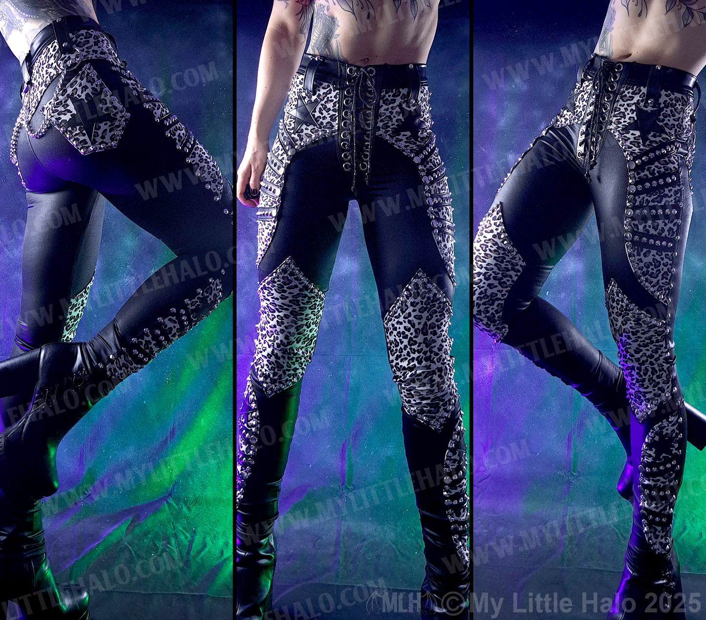 #8 Black & Cheetah Print High Waisted Rivet & Star Pants