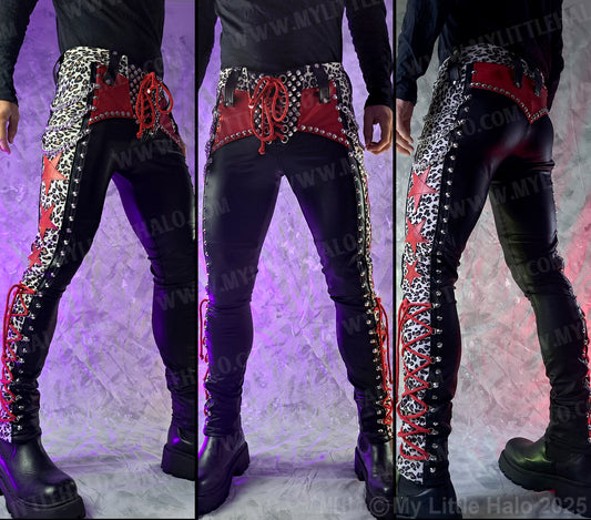 Men’s Cheetah Print, Star & Chains Glam Pants