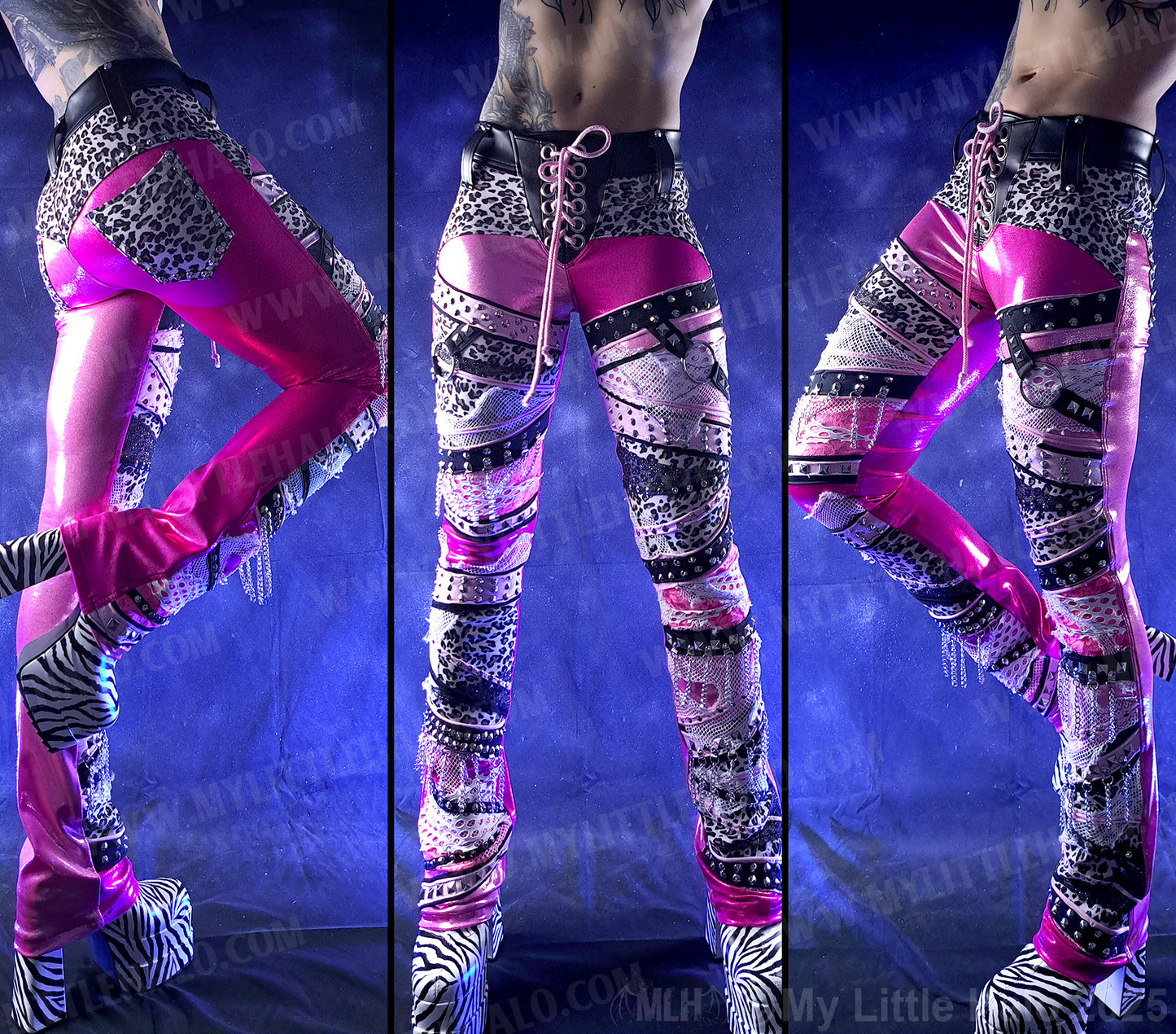#12 Pink & Cheetah Print Straight Leg Collage Pants