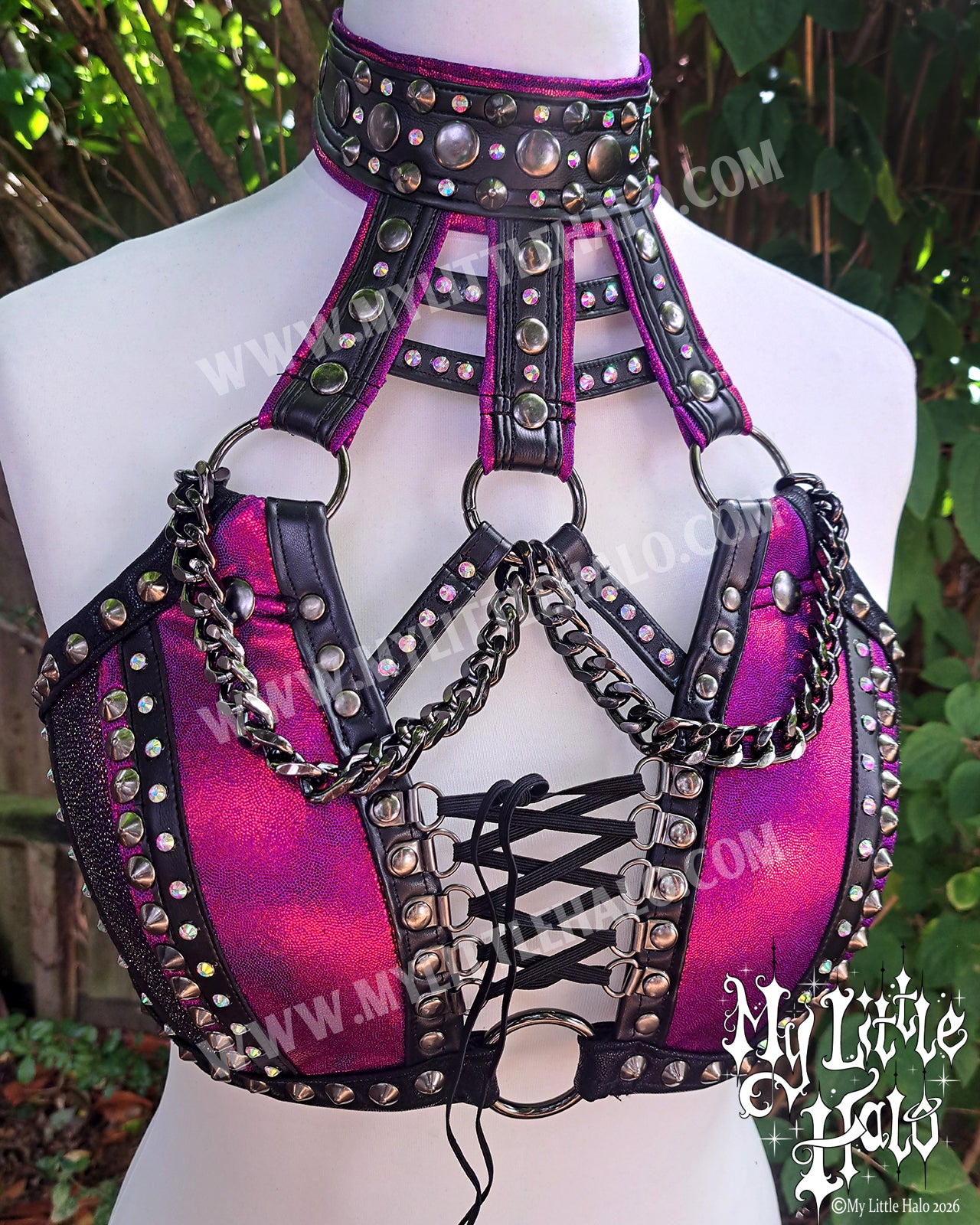 Claret Sparkle Halter Bra