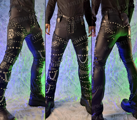 Men’s Matte Black Straight Leg Rock Pants