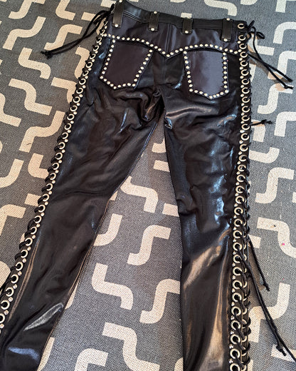 Black Double Lace up Skinny Pants (Size L/XL)