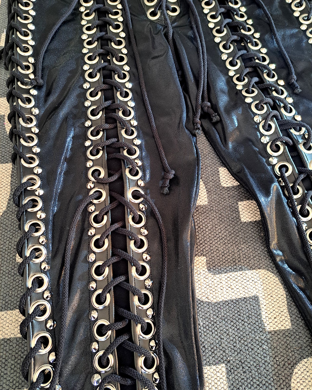 Black Double Lace up Skinny Pants (Size L/XL)