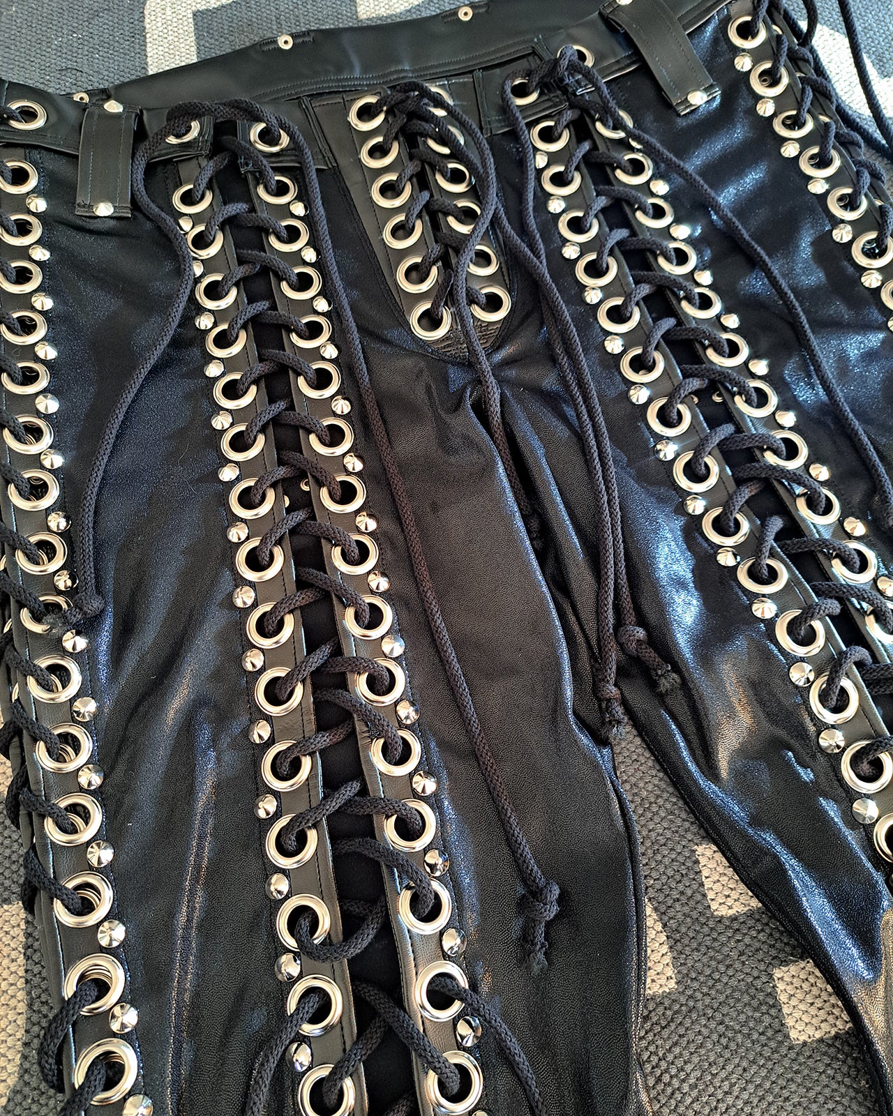 Black Double Lace up Skinny Pants (Size L/XL)