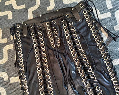 Black Double Lace up Skinny Pants (Size L/XL)