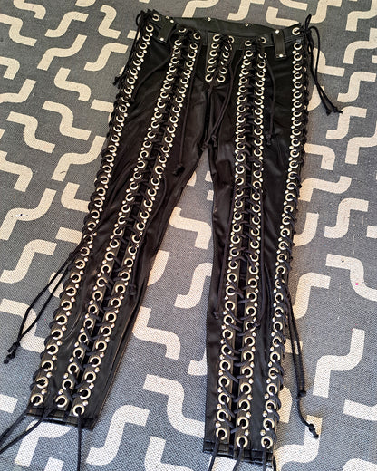 Black Double Lace up Skinny Pants (Size L/XL)
