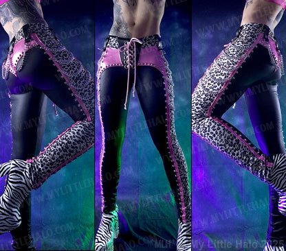 #17 Baby Pink, Black & Cheetah Print Chain Skinnies