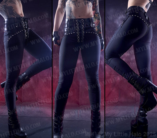 Matte Black High Waisted Skinny Pants
