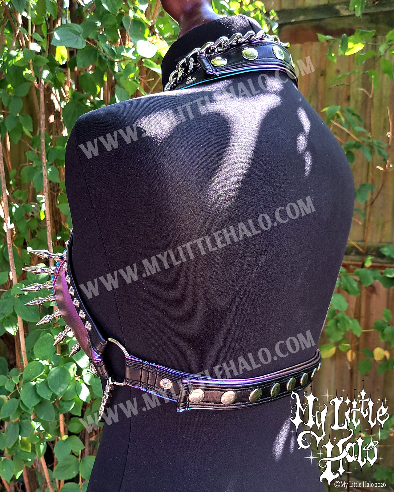 Purply Blue Mermaid Spikes & Chains Bikini Top