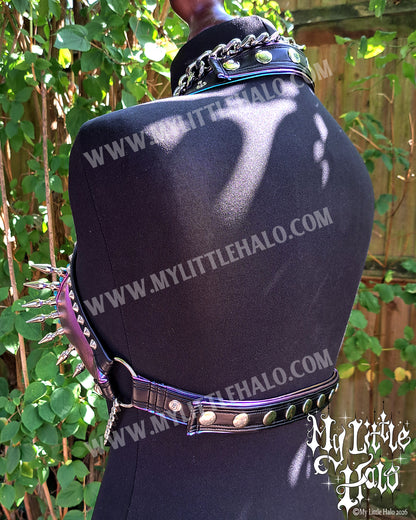 Purply Blue Mermaid Spikes & Chains Bikini Top