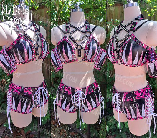 Pink, Black & White 3 Piece Wrestling Set
