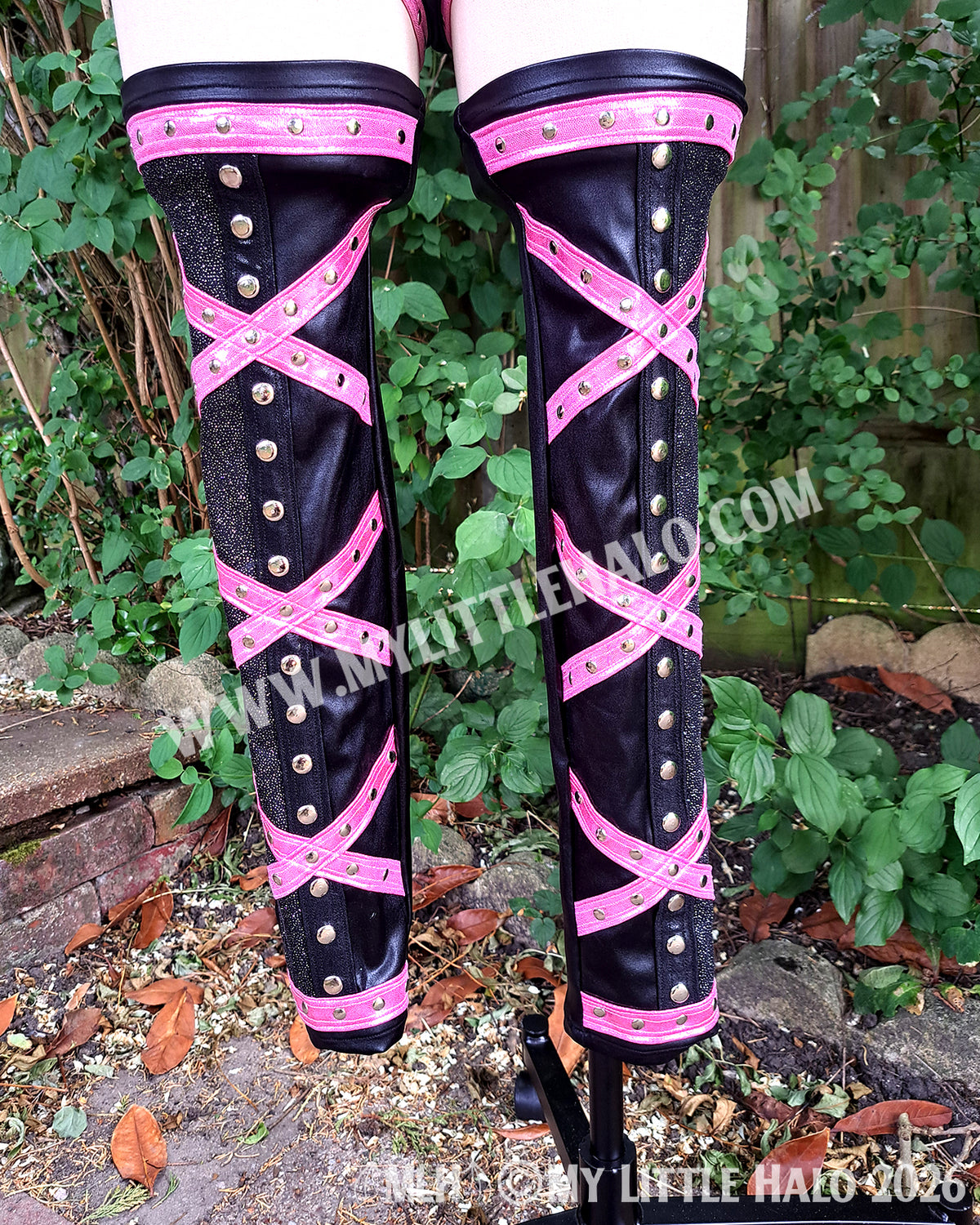 Baby Pink & Black Lace up 5 Piece Wrestling Set