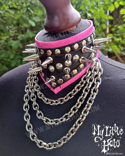 Black & Pink Spike & Chain Choker