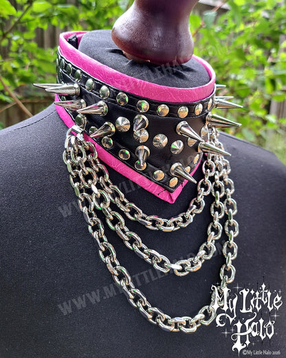 Black & Pink Spike & Chain Choker
