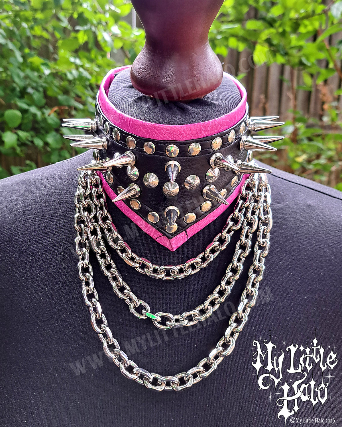 Black & Pink Spike & Chain Choker