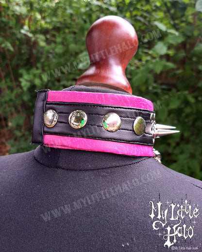 Black & Pink Spike & Chain Choker