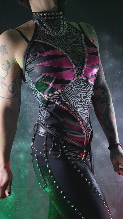 Pink/Black & Zebra Mesh Halter (Size S/M)