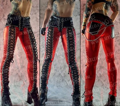  #3 Red & Black Front Lace up Pants