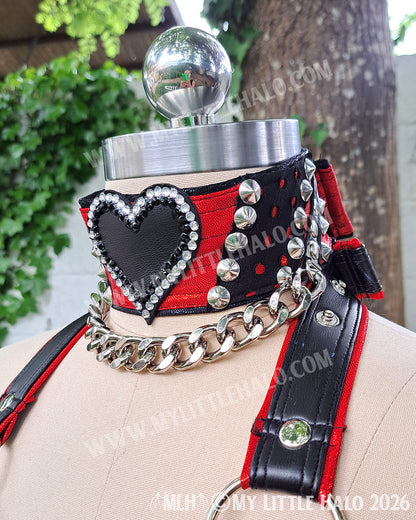 Red & Black Fishnet & Black Heart Wrestling Set