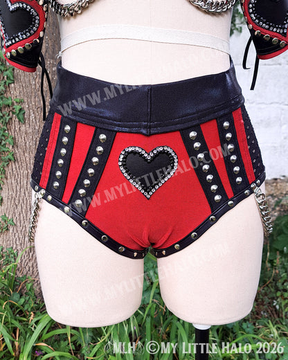 Red & Black Fishnet & Black Heart Wrestling Set