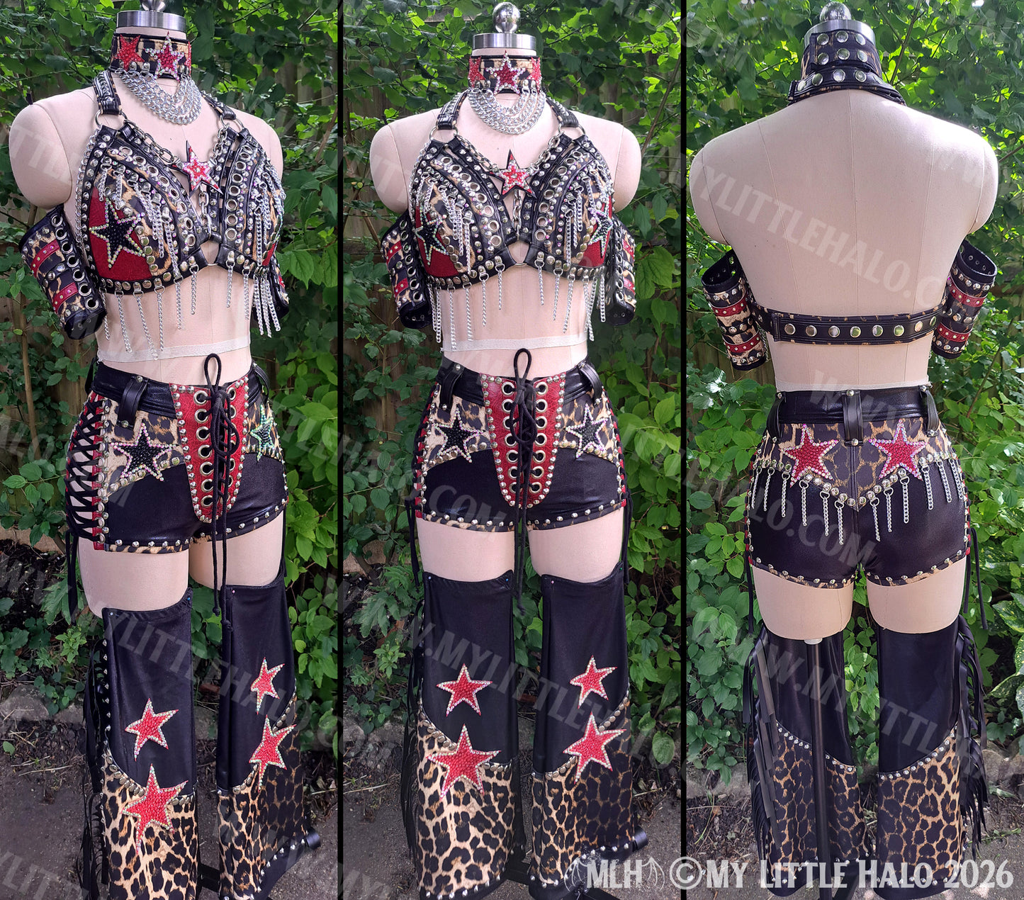 Red & Black Rhinestone Stars Wrestling Set