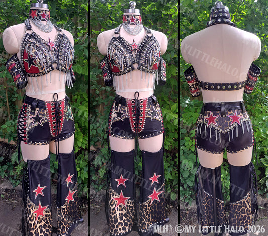 Red & Black Rhinestone Stars Wrestling Set